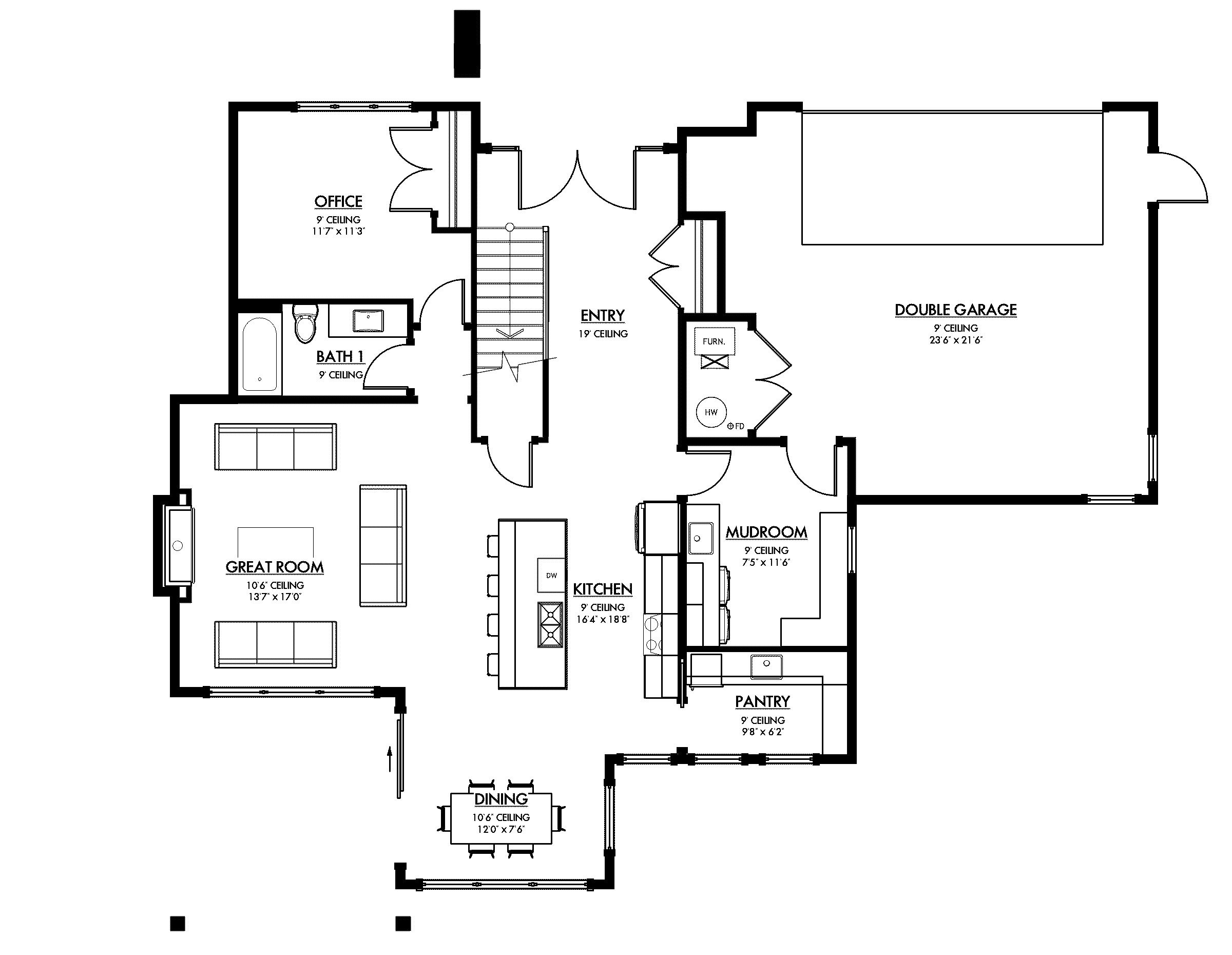 Main floor plan for Copper Ridge Residence