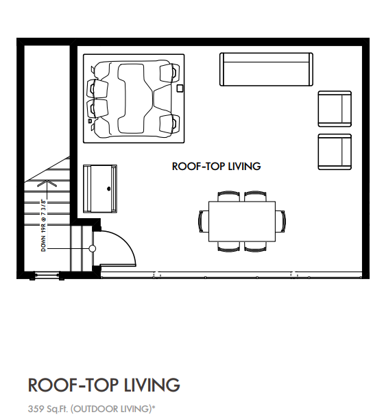 Roof-top outdoor space plan for Inkar Road Townhomes